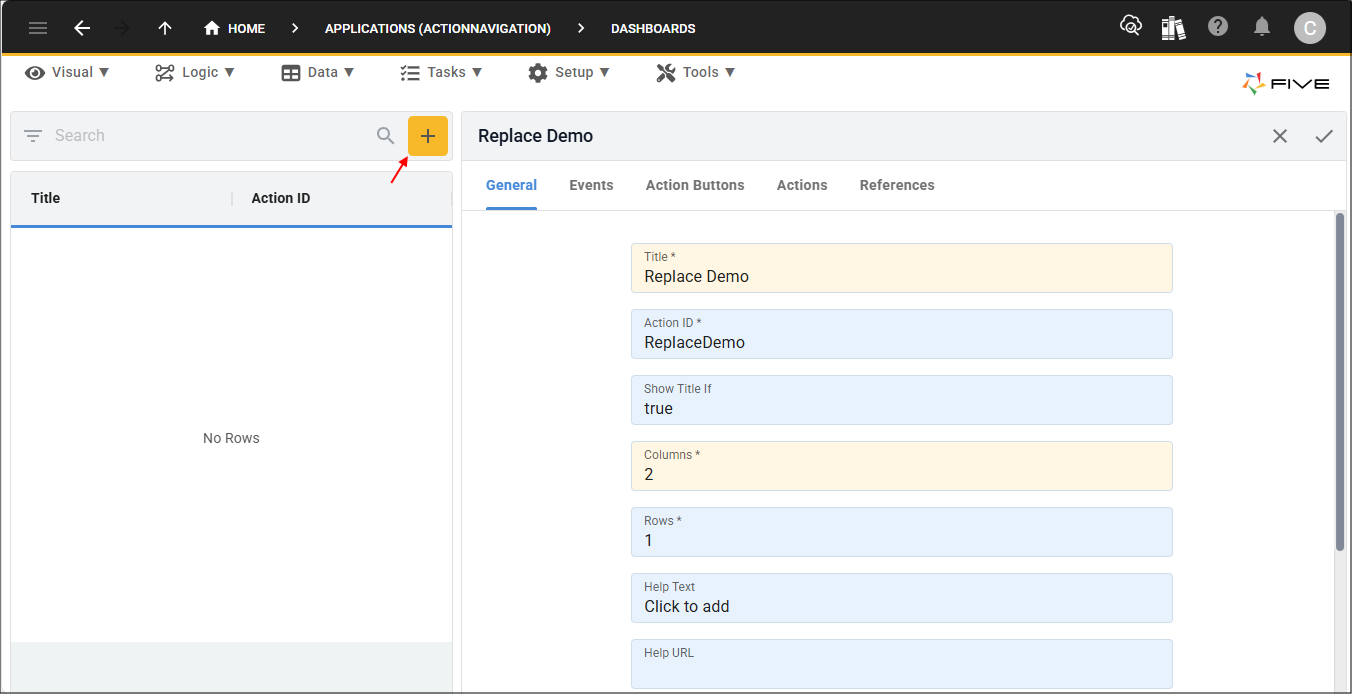 Add the Replace Demo dashboard