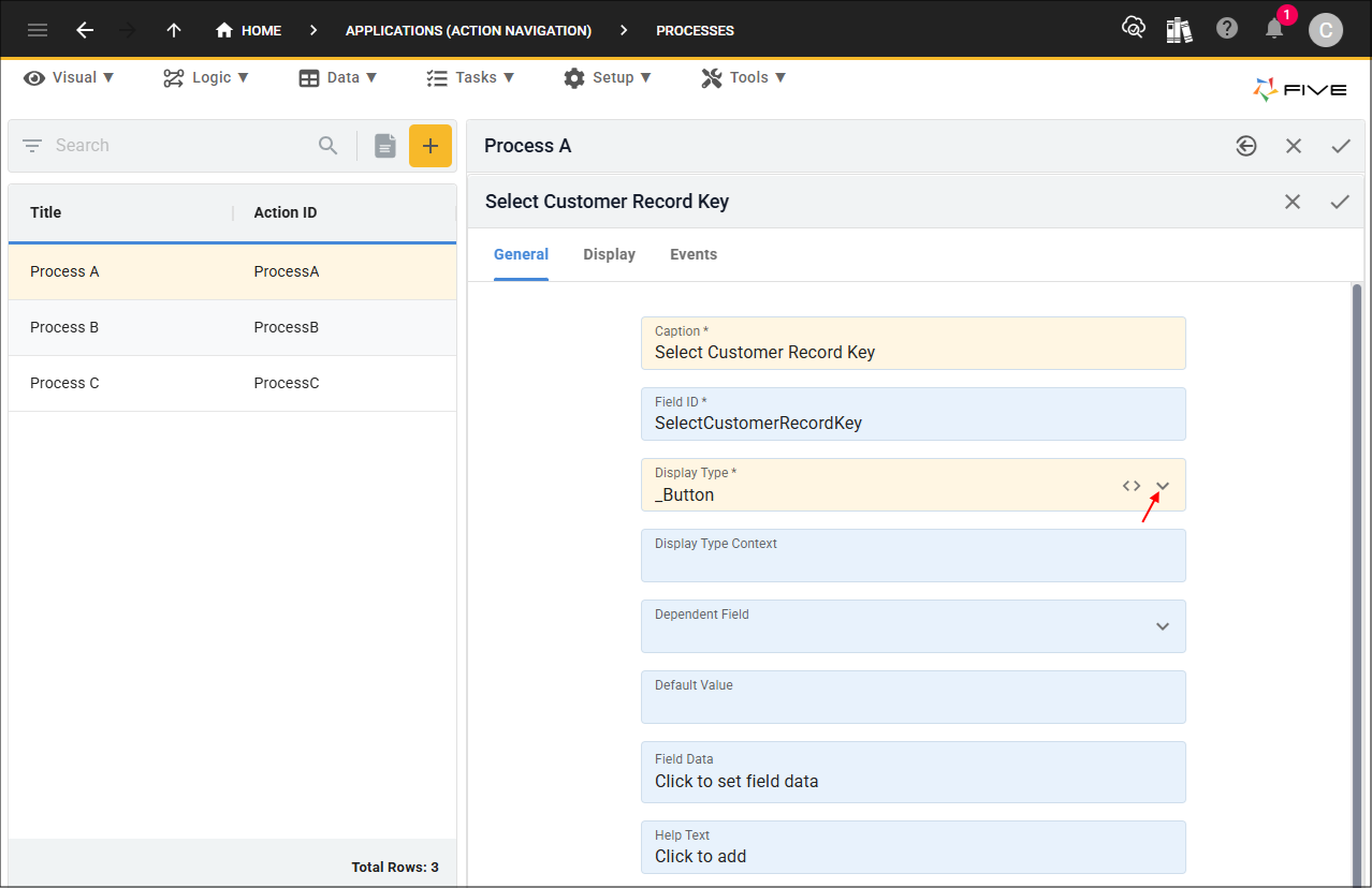 Add Select Customer Record Key screen field