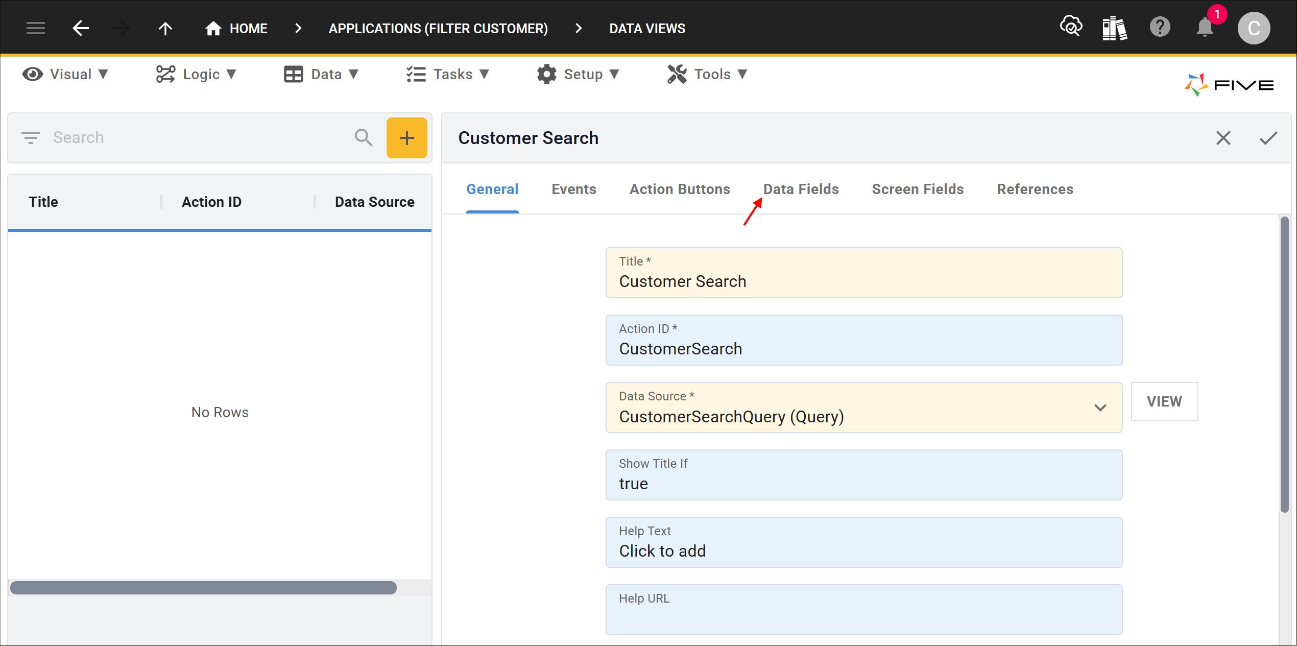 Data Fields tab