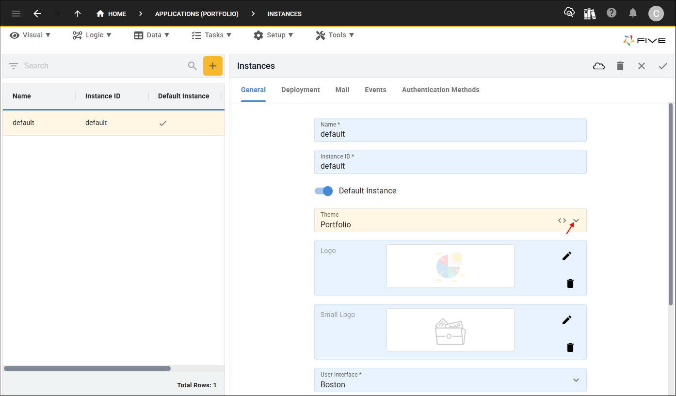 Edit the default Instance