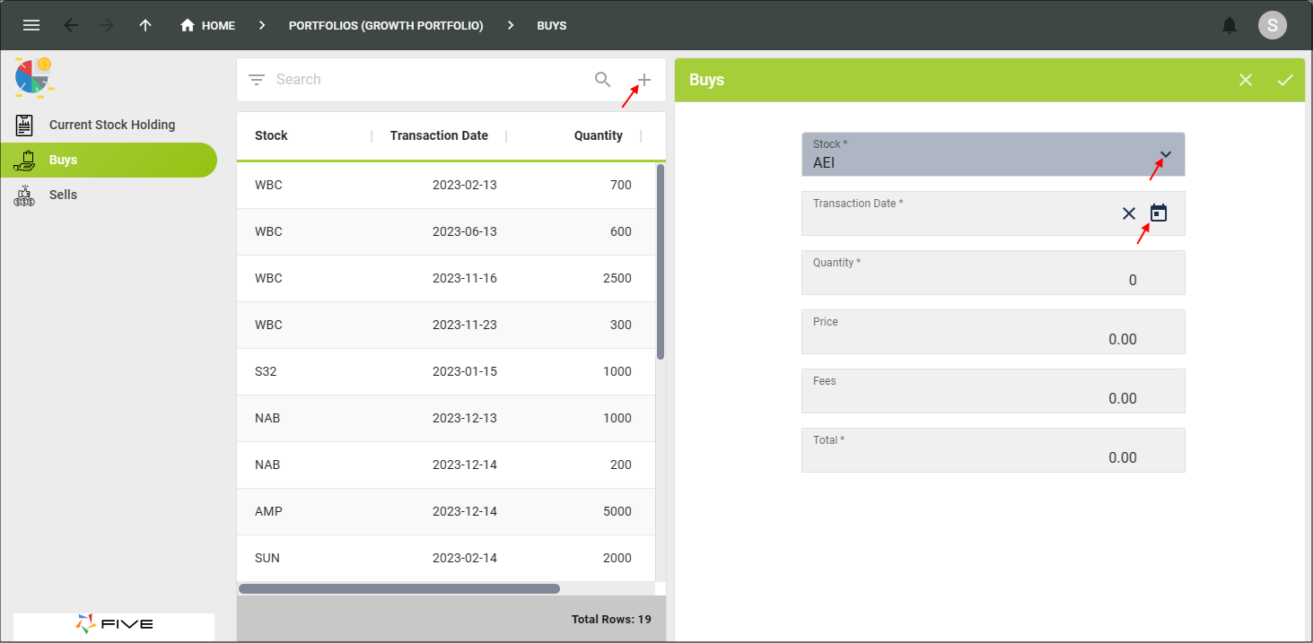 Add an AEI Buy Transaction