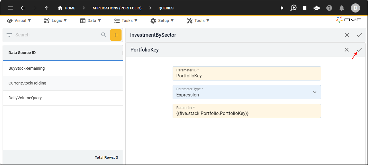 Add the PortfolioKey Parameter