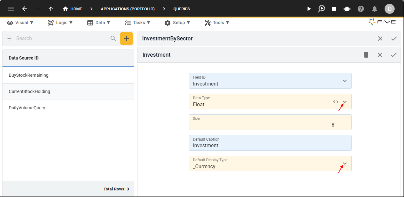 Edit the Investment Field