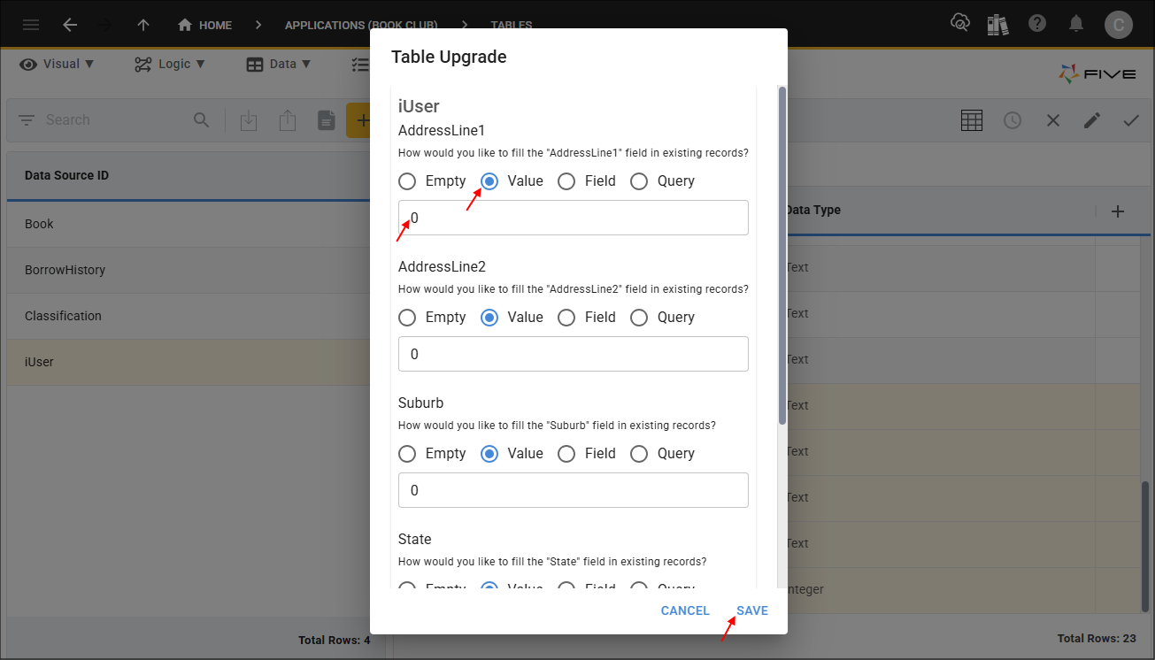 Save table upgrade