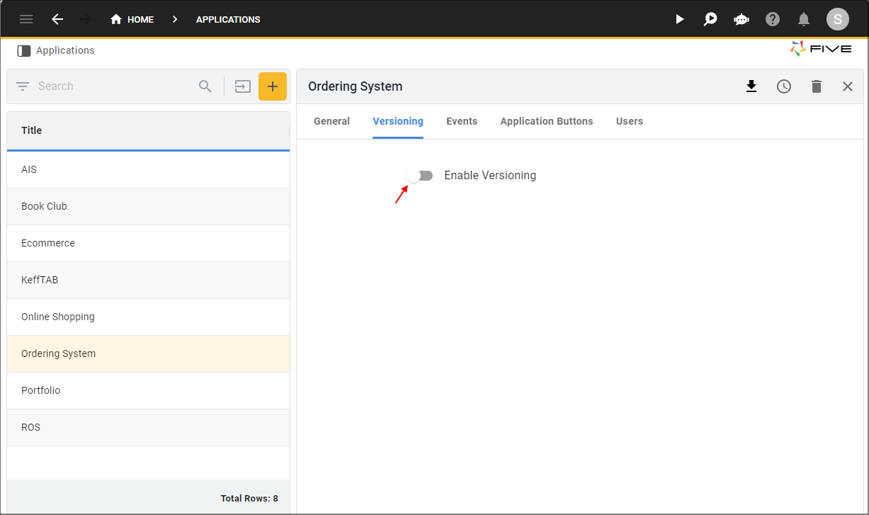 Enable Versioning switch