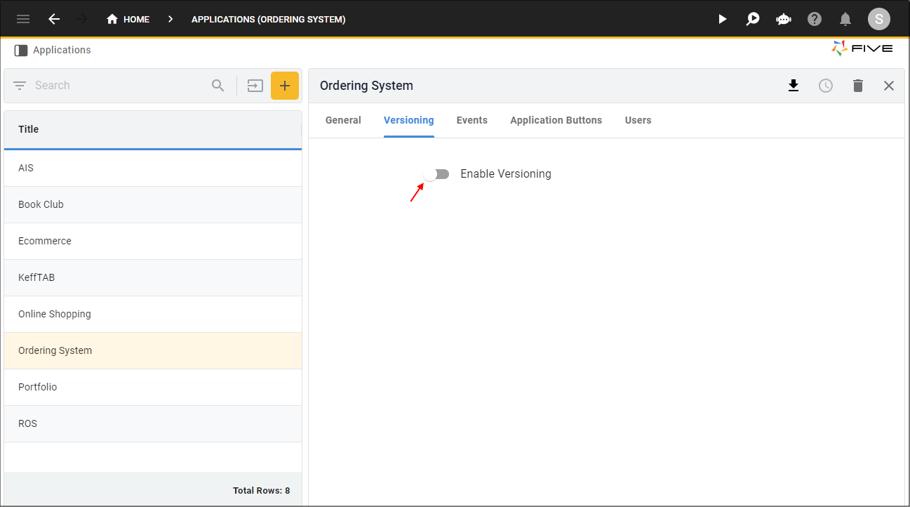 Enable Versioning switch