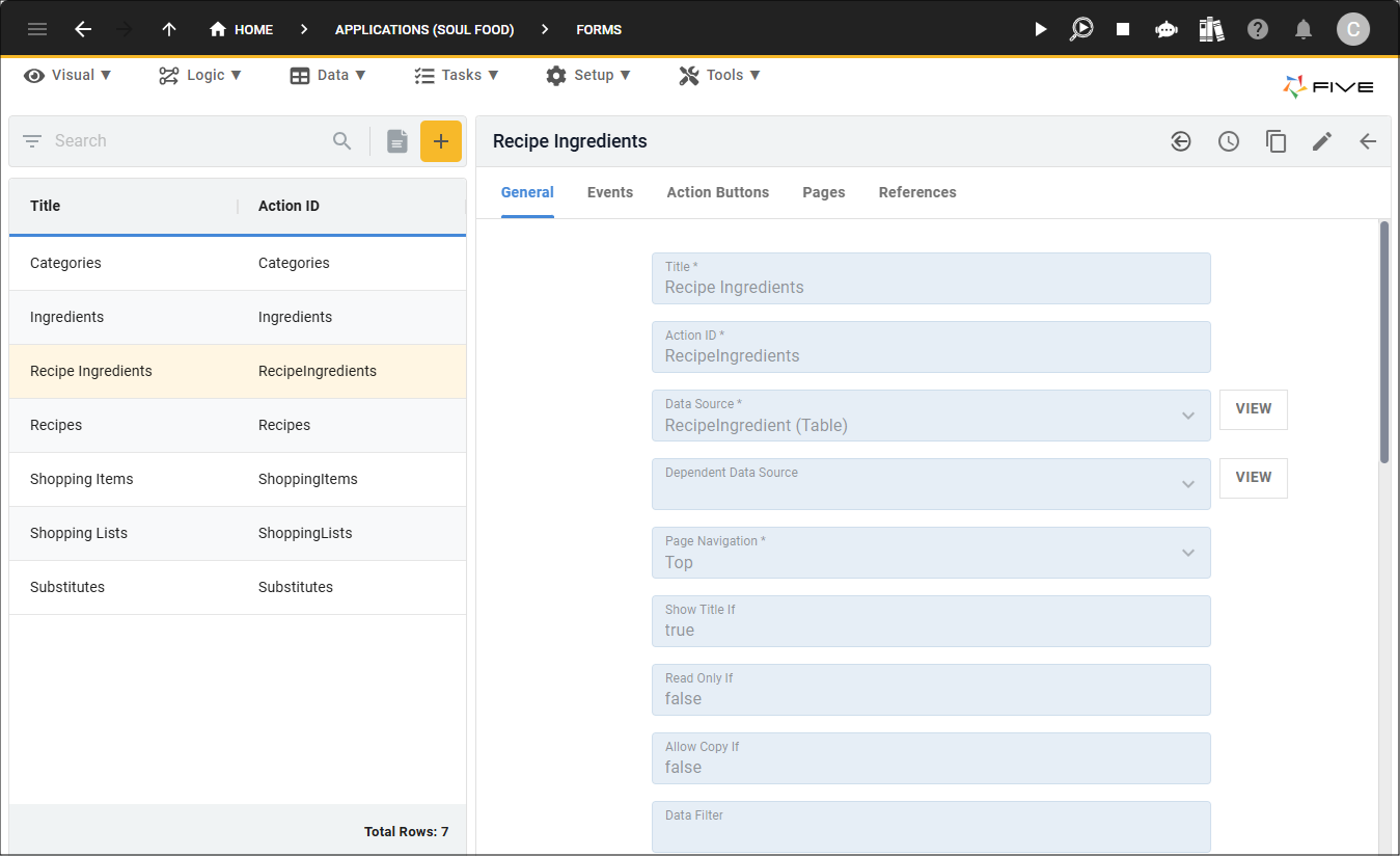Recipe Ingredients form