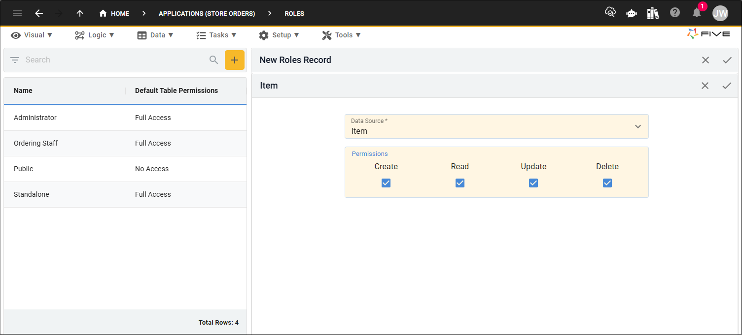 Permissions for a single data source