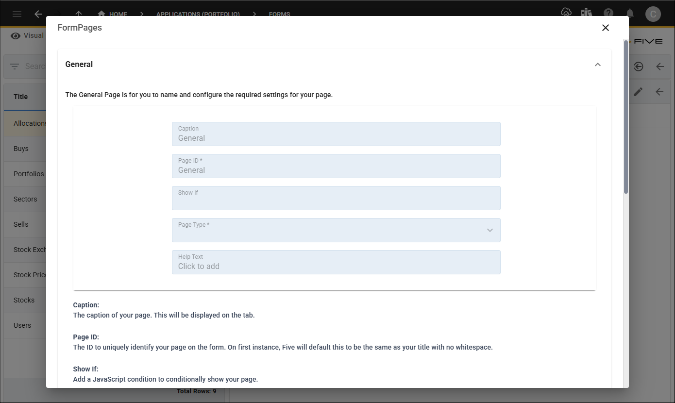 Form pages documentation