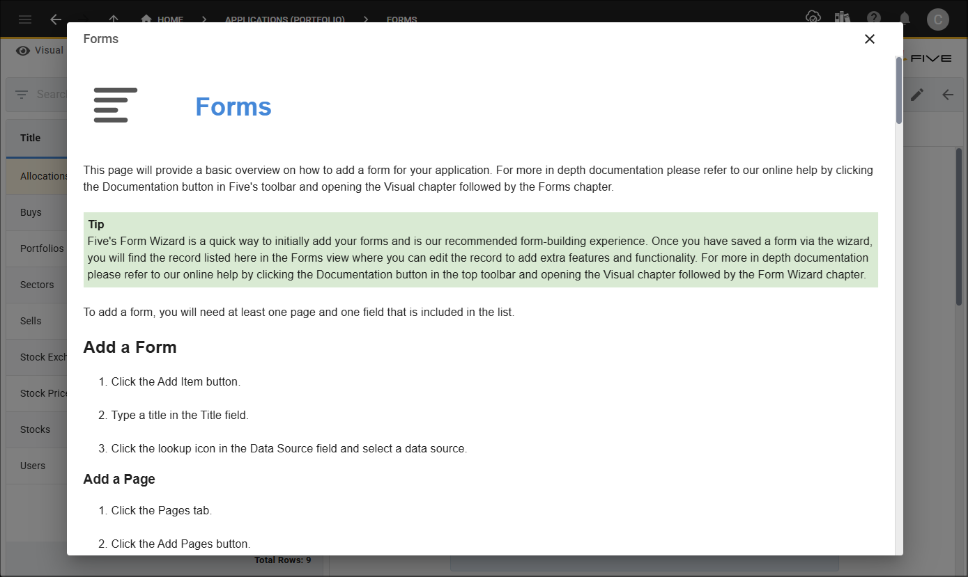 Forms documentation