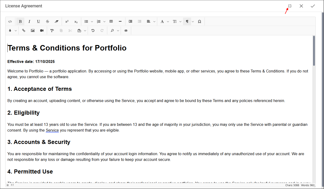 Exit Fullscreen button