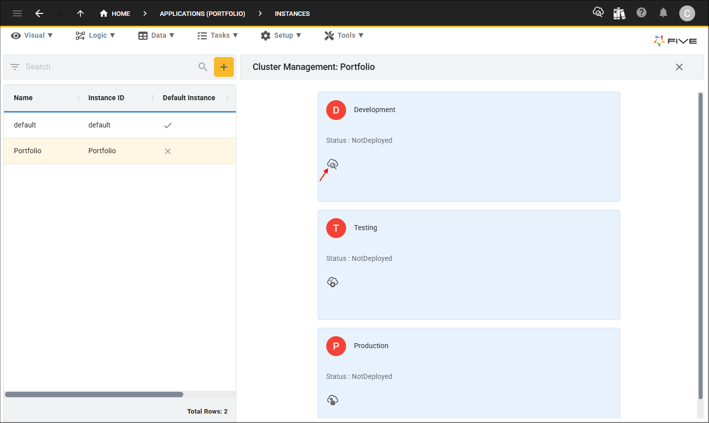 Deploy to Development button