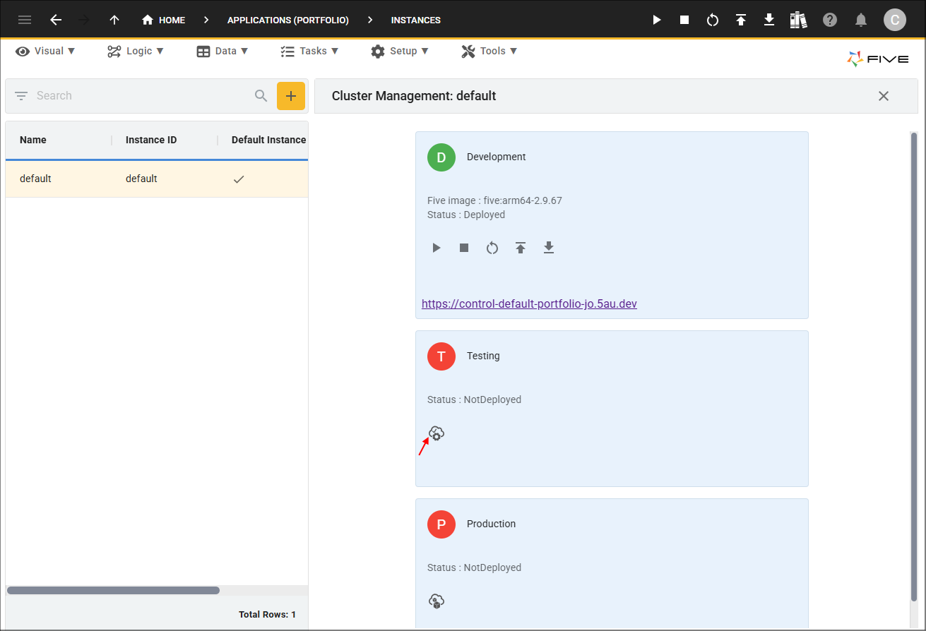 Deploy to Testing button
