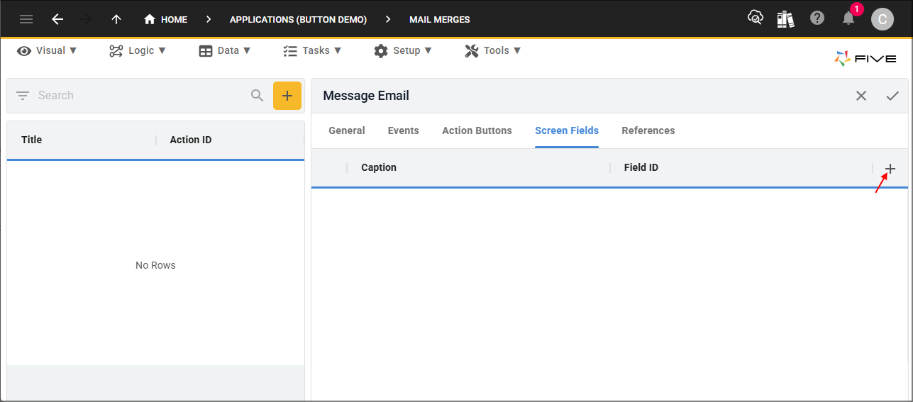 Add Screen Fields button
