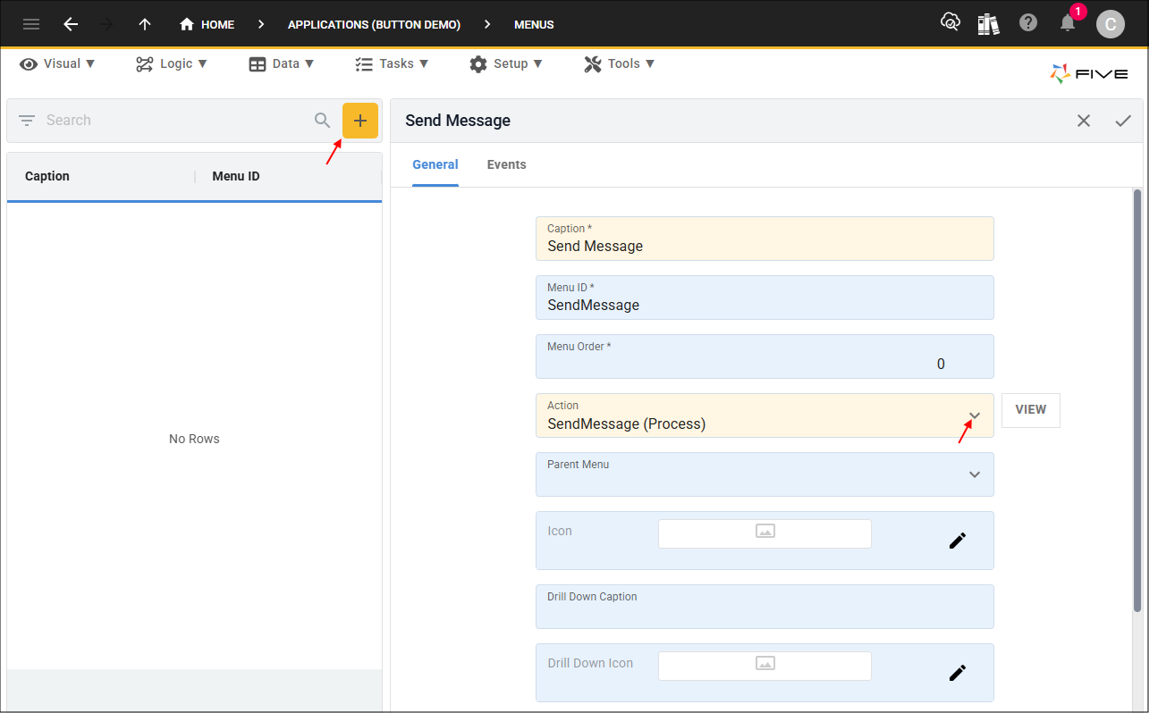 Add Send Message menu