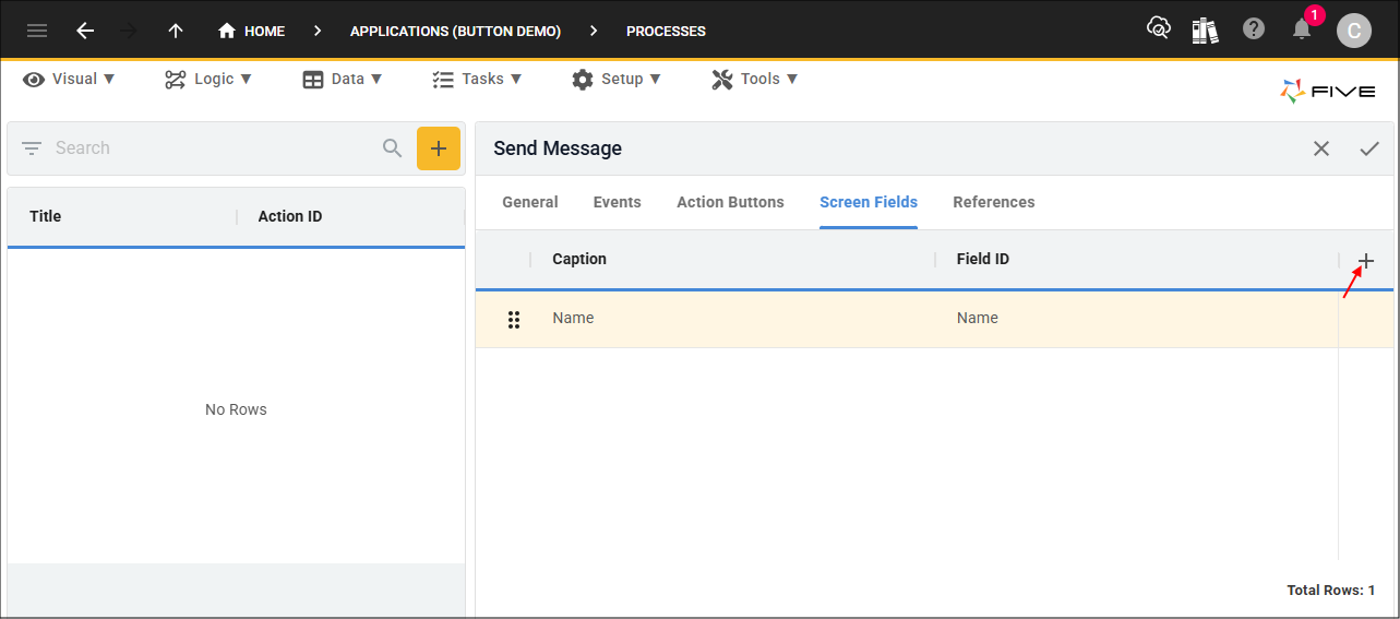 Add Screen Fields button