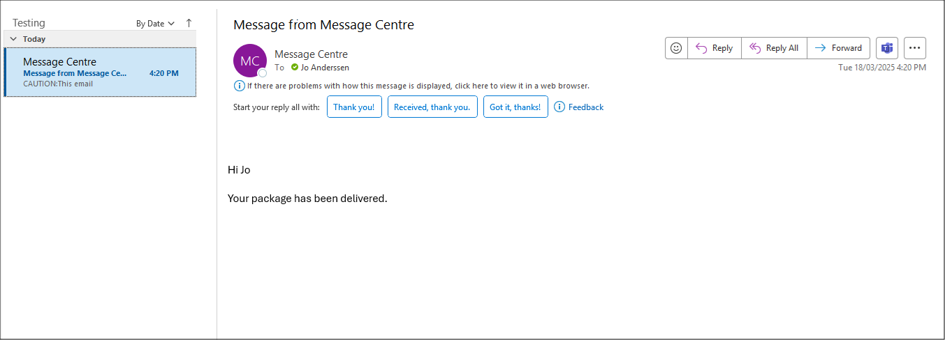 Message Email mail merge