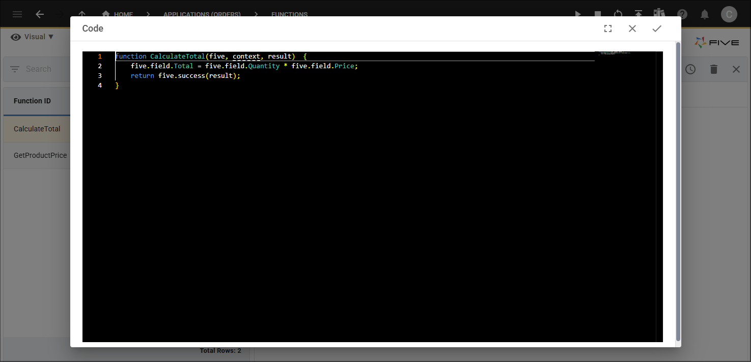 CalculateTotal function