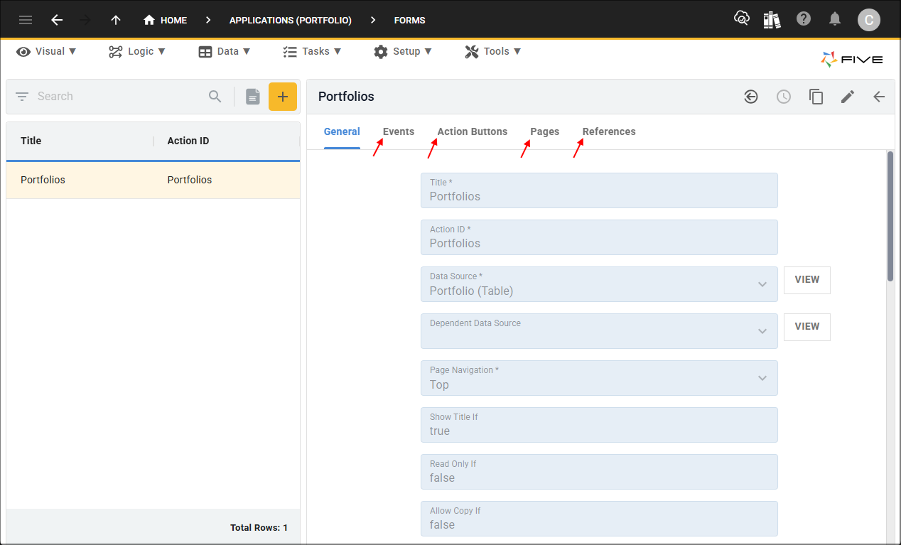 Form tabs