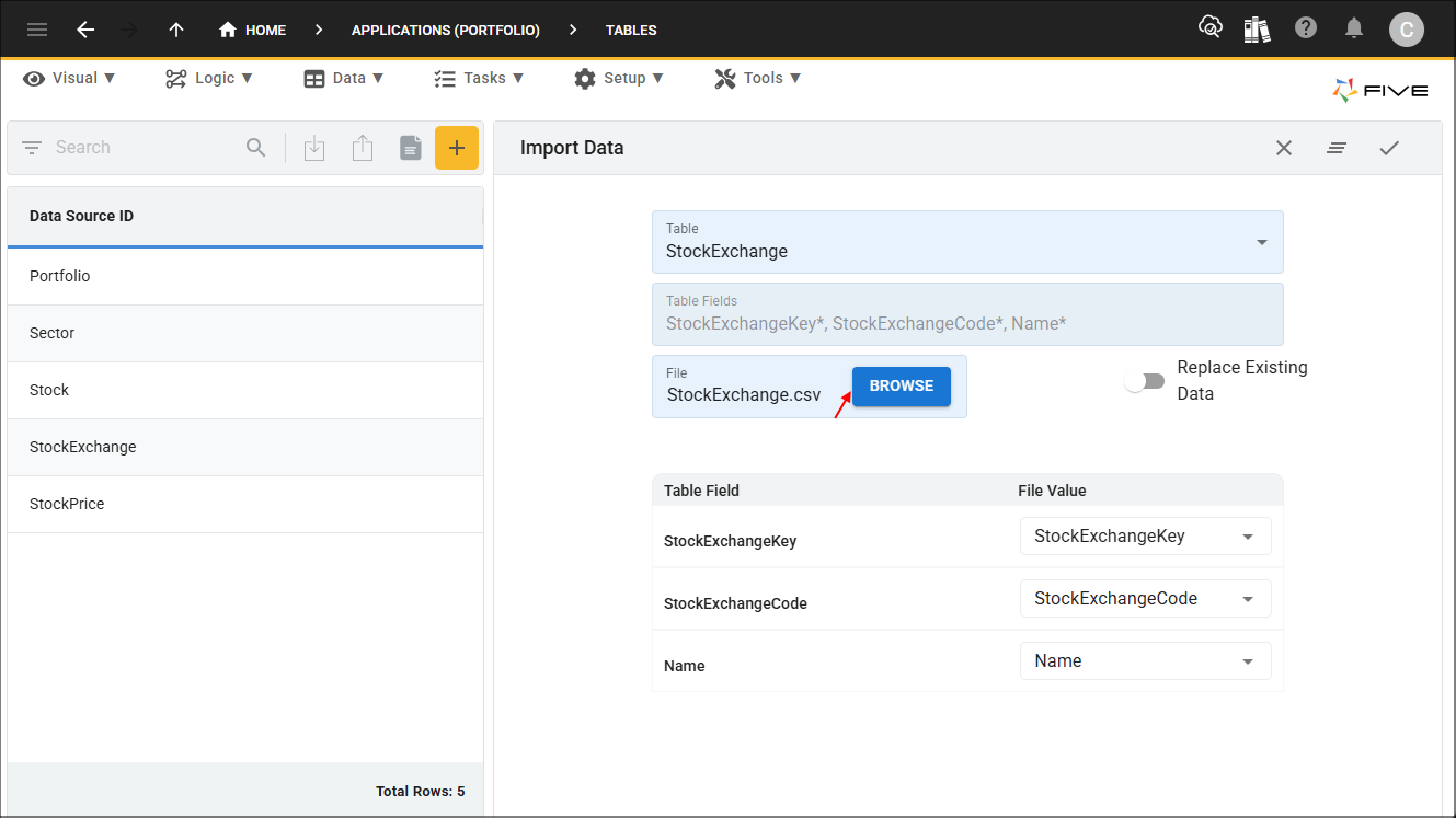 Import StockExchange.csv