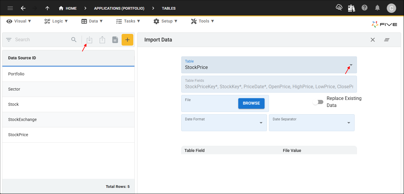 Import CSV into StockPrice table