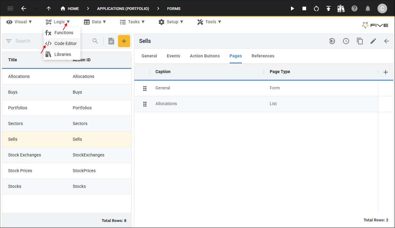 Code Editor Menu Item