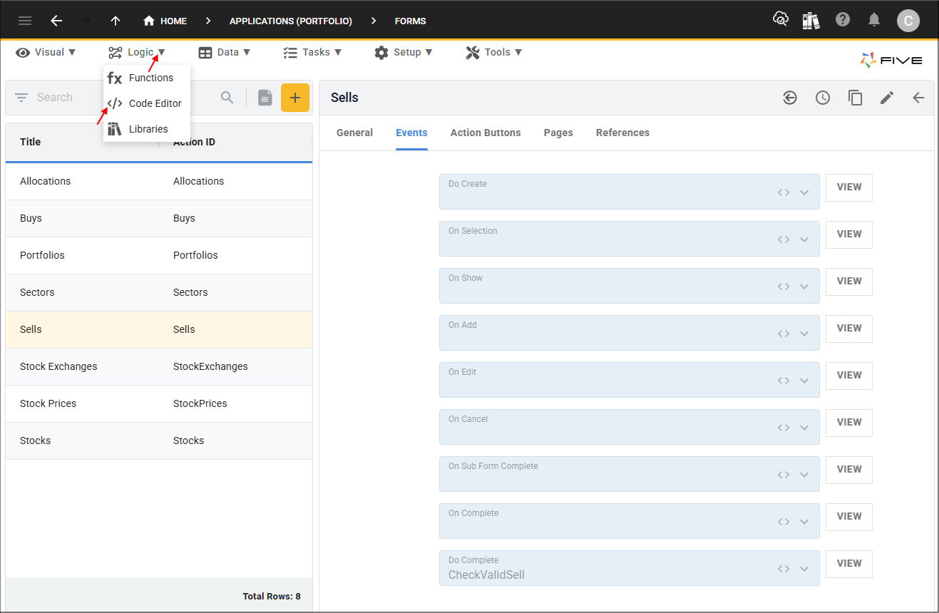 Code Editor menu item