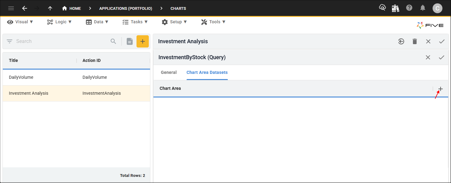 Add Chart Area Datasets button