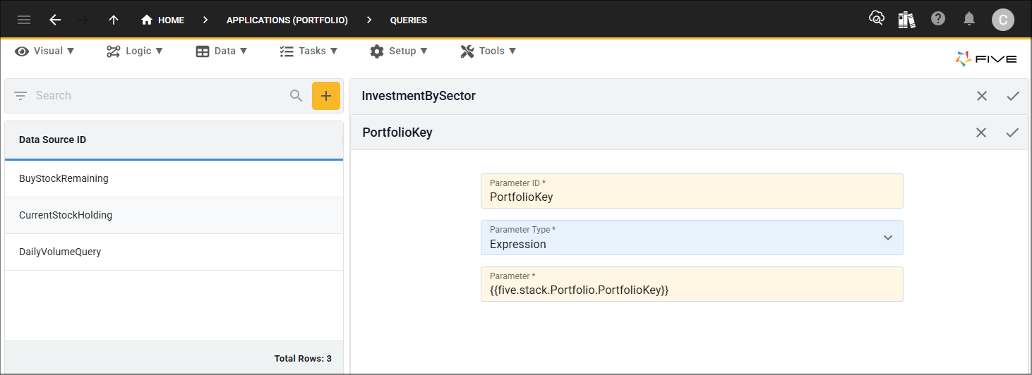 Add the PortfolioKey Parameter