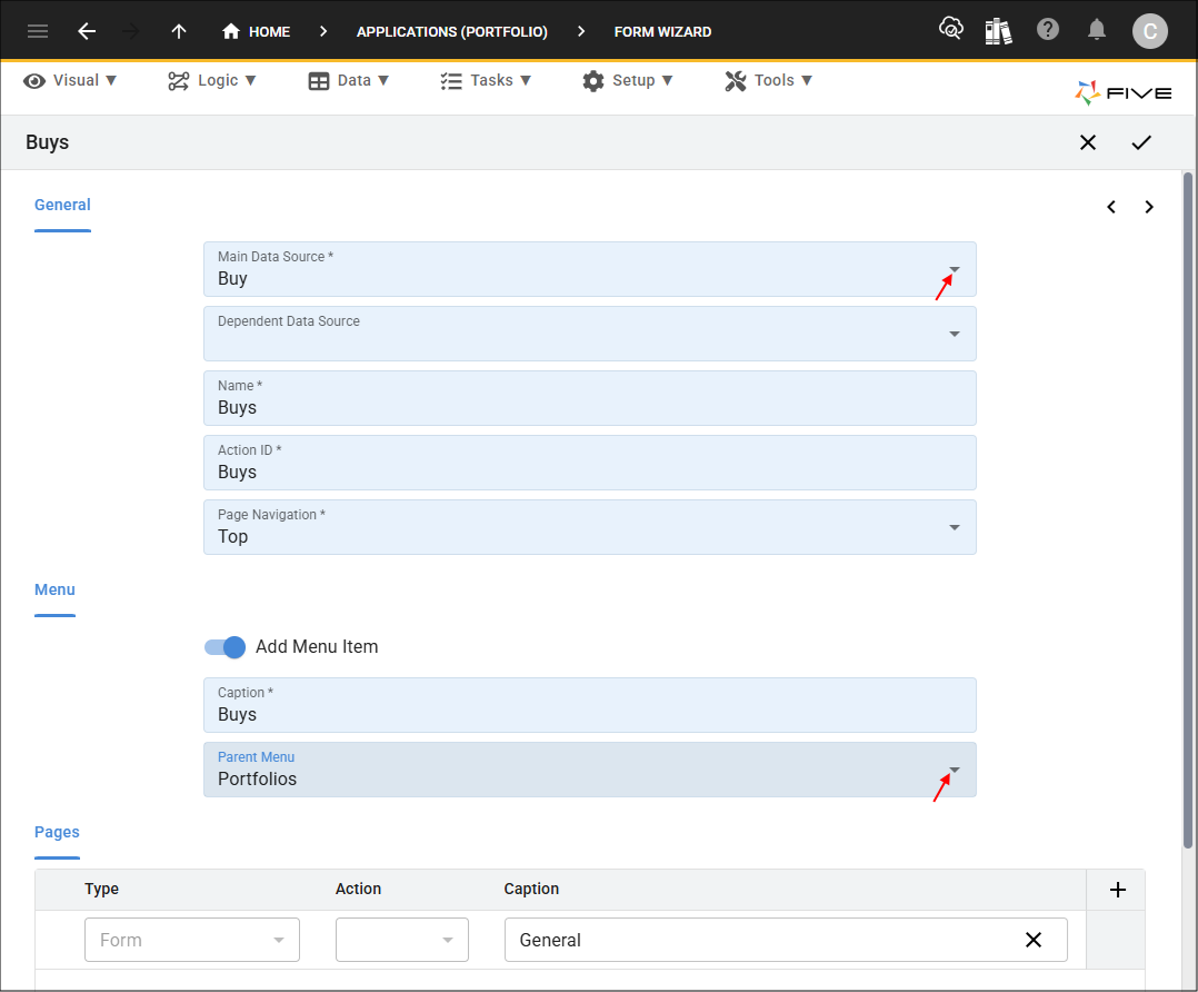 Add Buys form