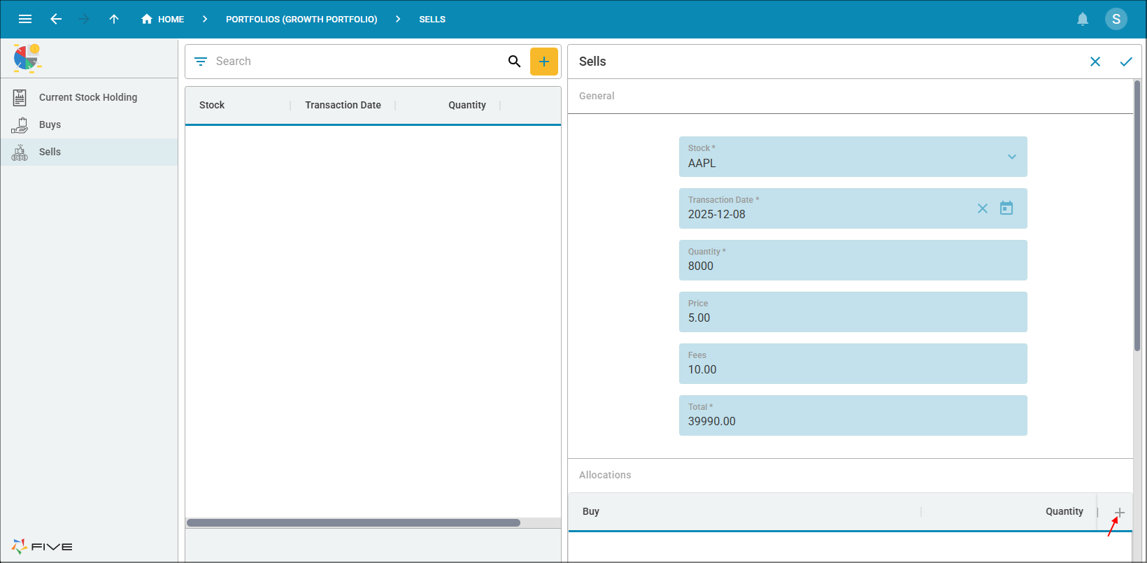 Add Allocations button
