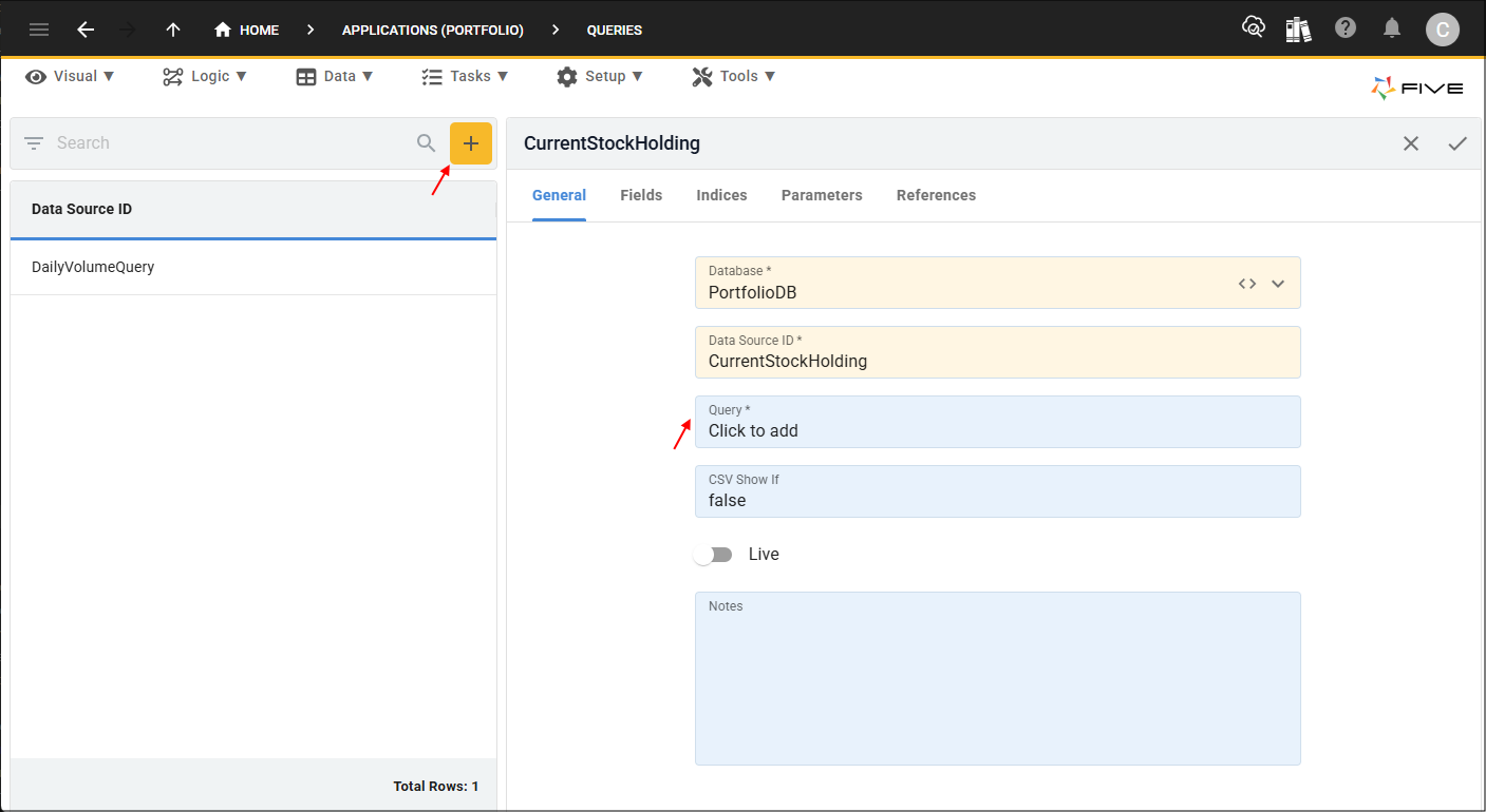 Add the Current Stock Holding Query