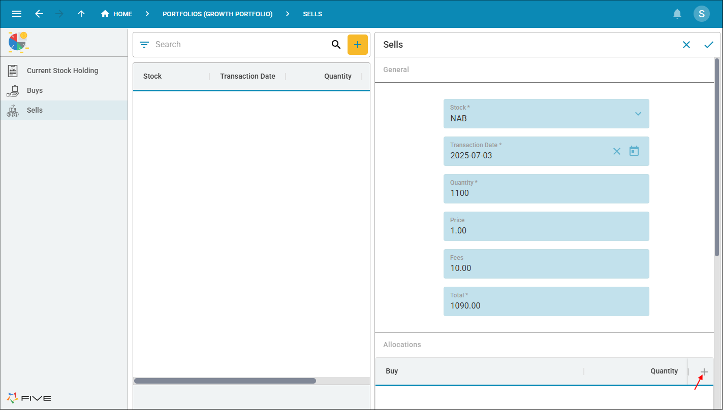 Add Allocations Button