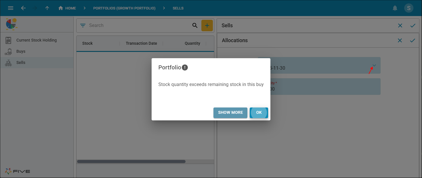 Stock quantity notification