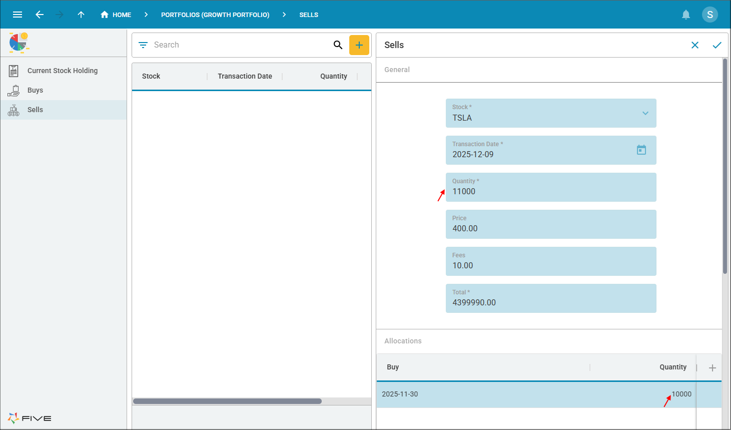Unmatched Quantity fields