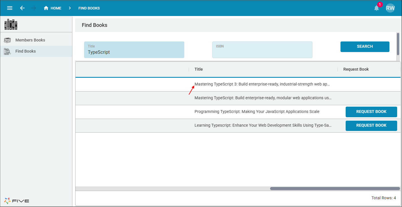 Find Books dashboard