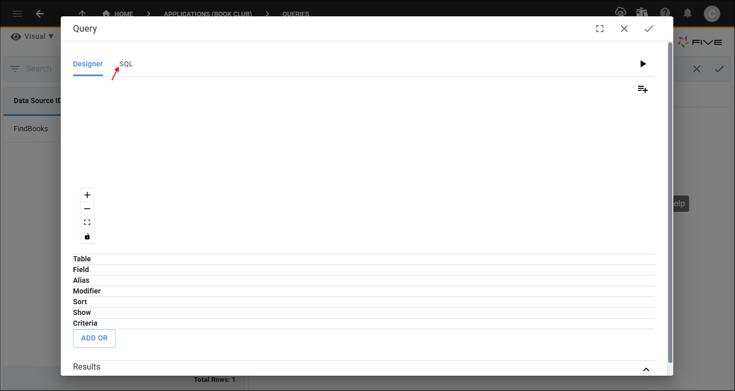 SQL tab