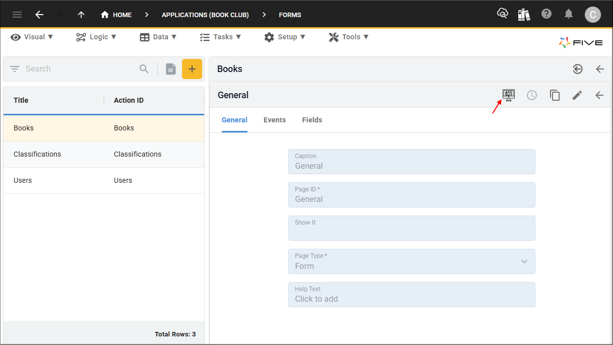 Open Form Designer button