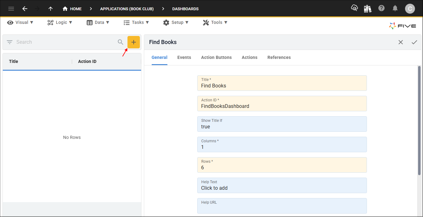 Add Find Books dashboard