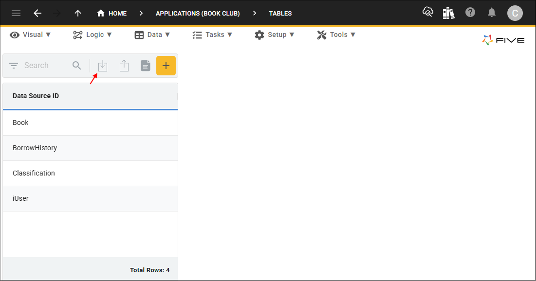 Import CSV into Table button