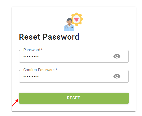 Reset Password window