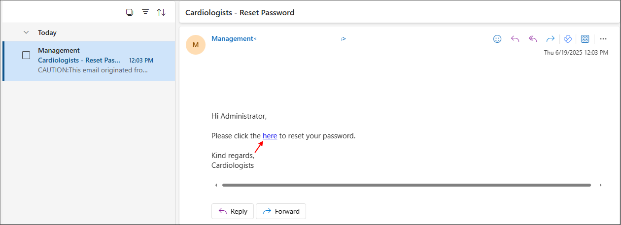 Reset Password email
