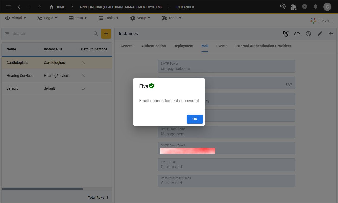Connection successful message