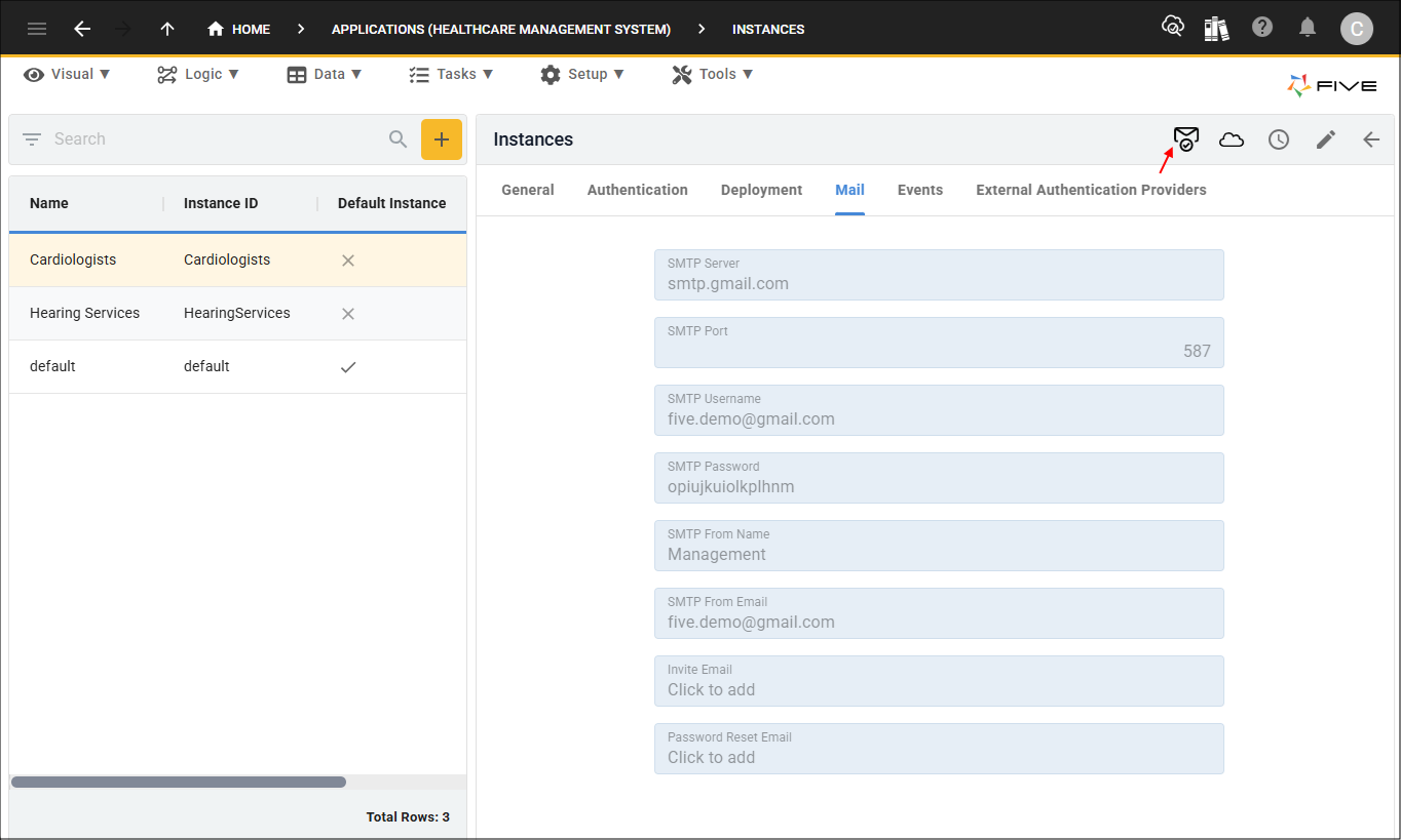Test Email Settings button