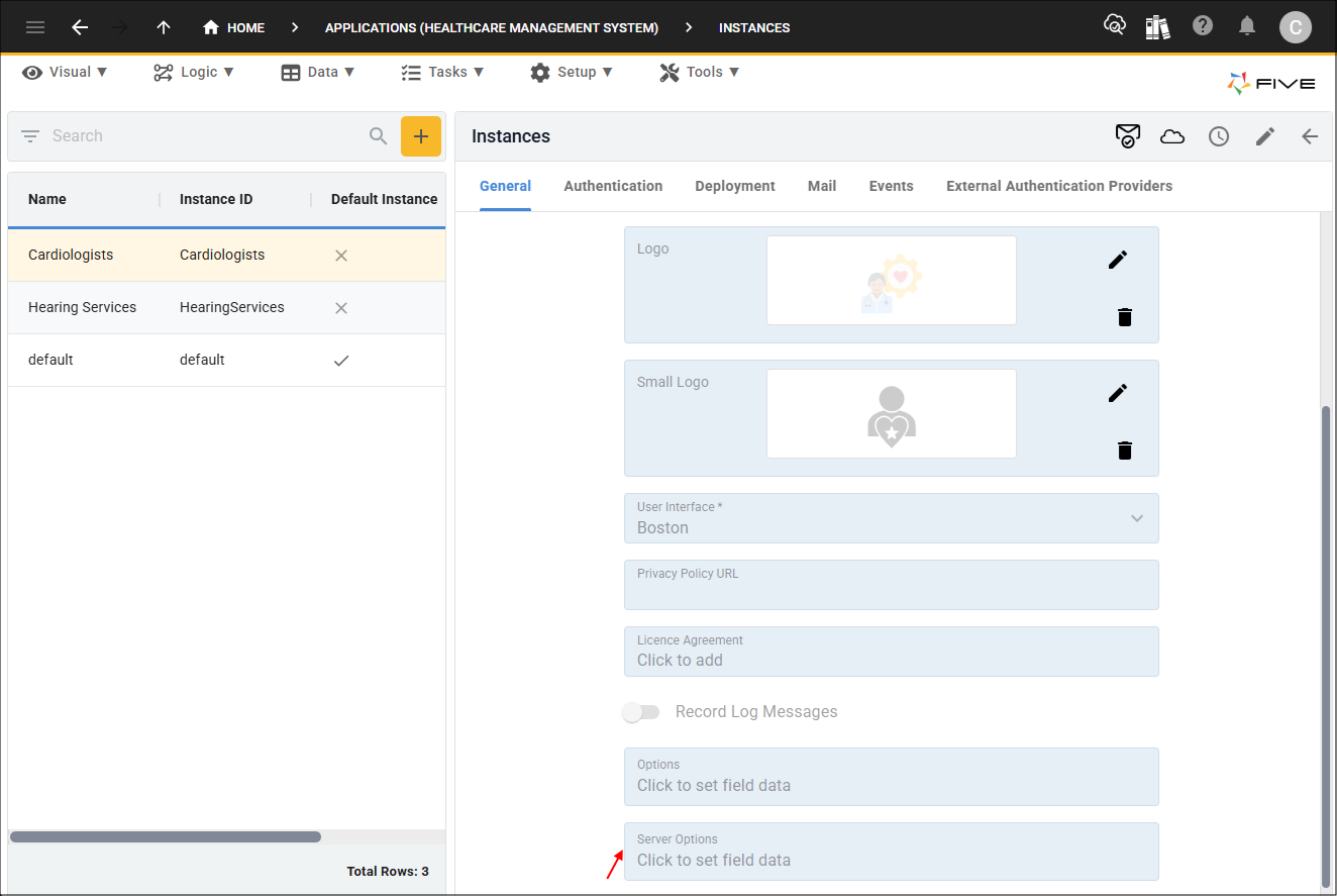 Server Options field