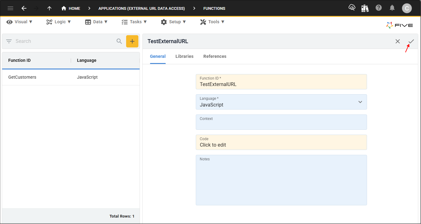 Save TestExternalURL function