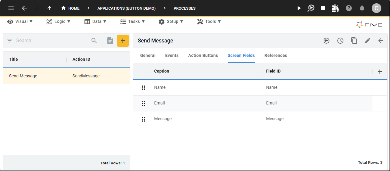 Send Message screen fields
