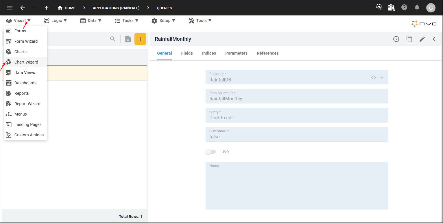 Chart Wizard menu item