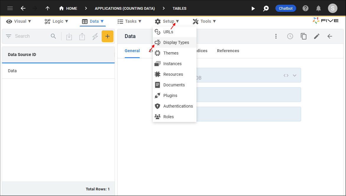 Display Types Menu Item