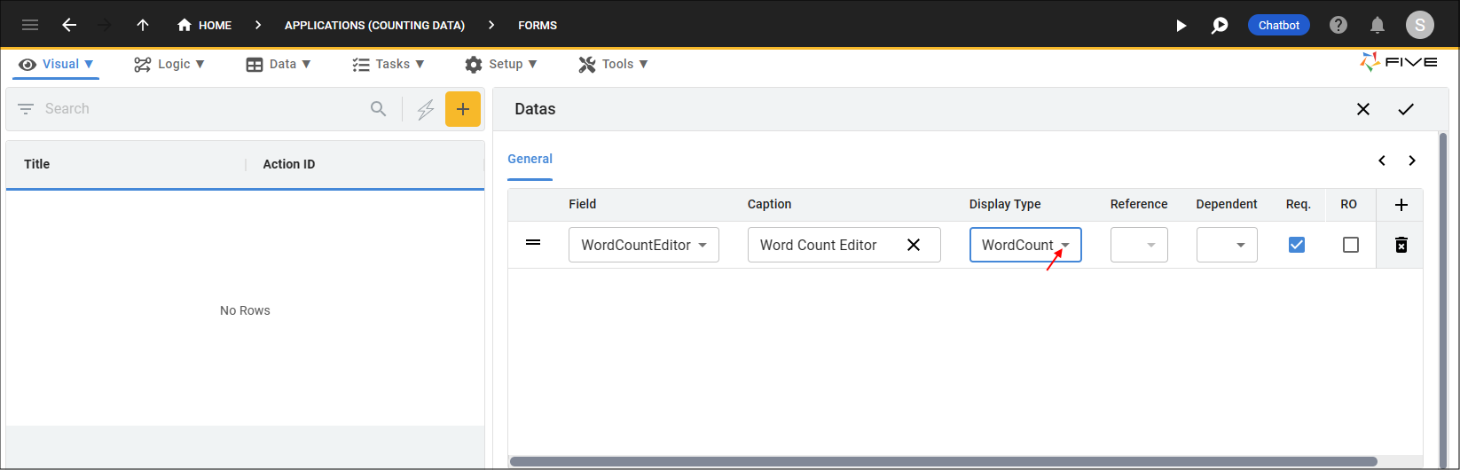 Select the Custom Editor Display Type